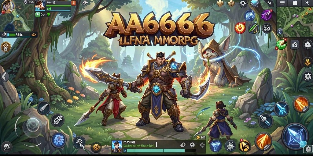 Screenshot gameplay AA666 yang menunjukkan pertempuran seru dalam MMORPG.