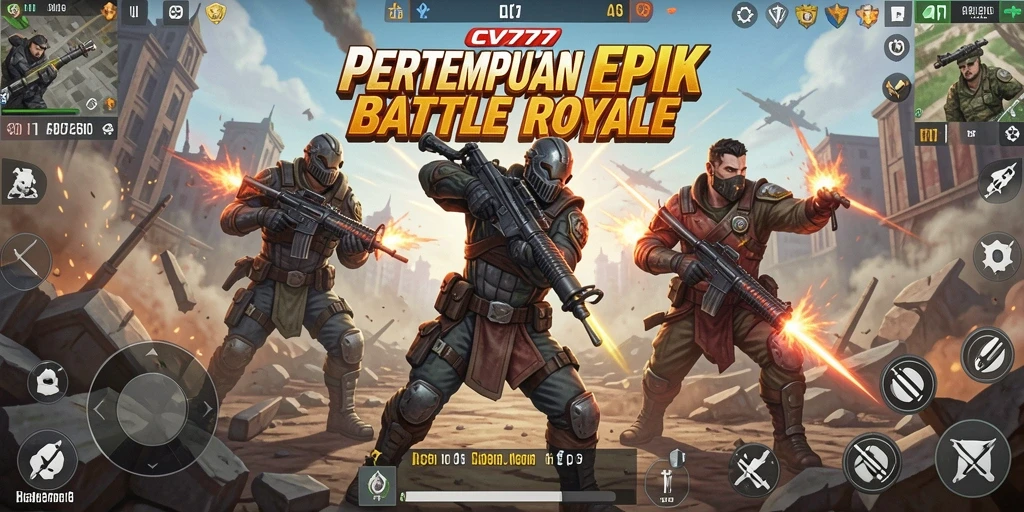 Tangkapan layar gameplay CV777 yang intens dalam pertempuran Battle Royale.