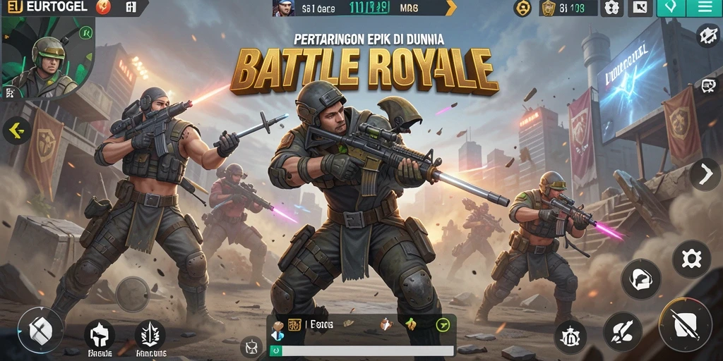 Gameplay menegangkan dalam EUROTOGEL di tengah pertempuran Battle Royale.
