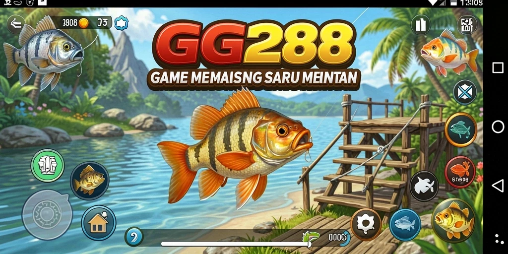 Tampilan gameplay GG288 yang mendebarkan saat memancing di laut.