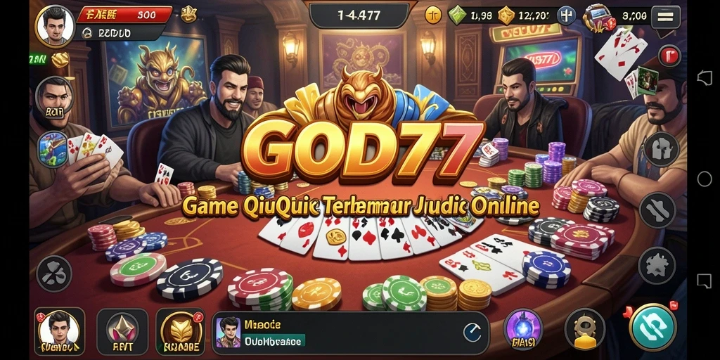 Tampilan menarik dari gameplay QiuQiu di GOD77.