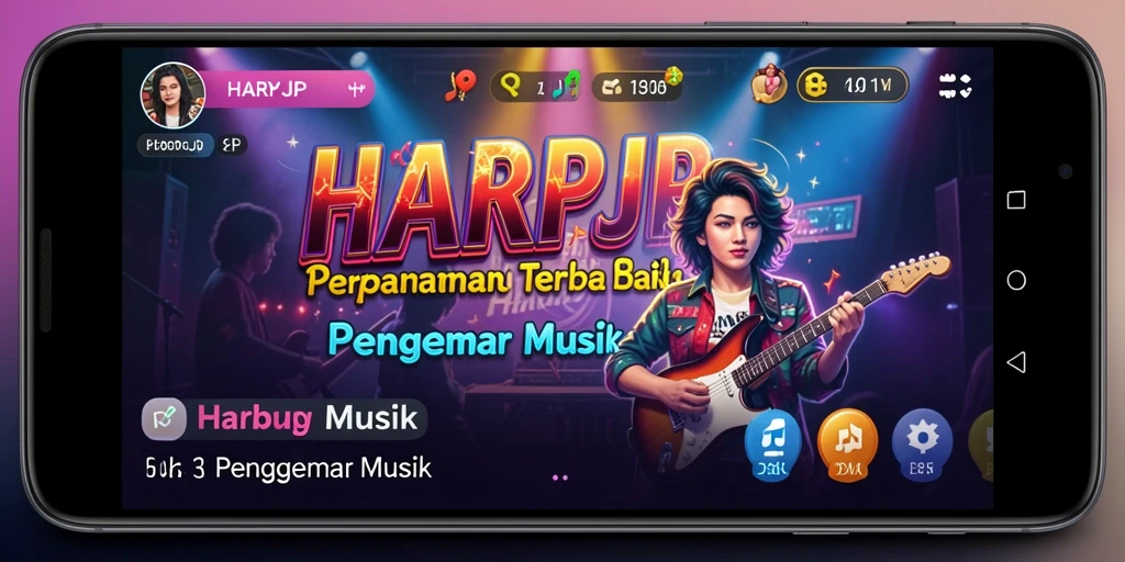 Screenshot utama HARAPJP menunjukkan gameplay menarik dengan tantangan musik.