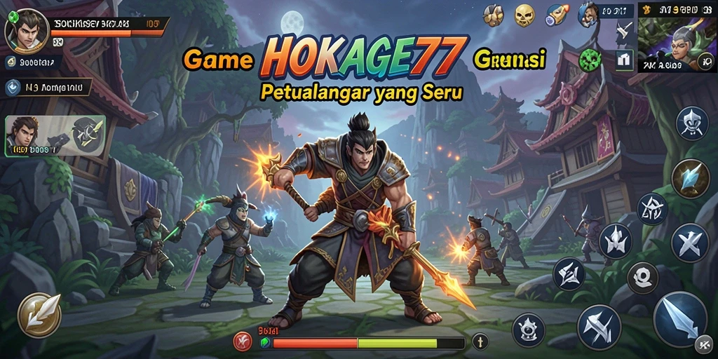 Tampilan gameplay menarik HOKAGE77 dengan petualangan ninja.