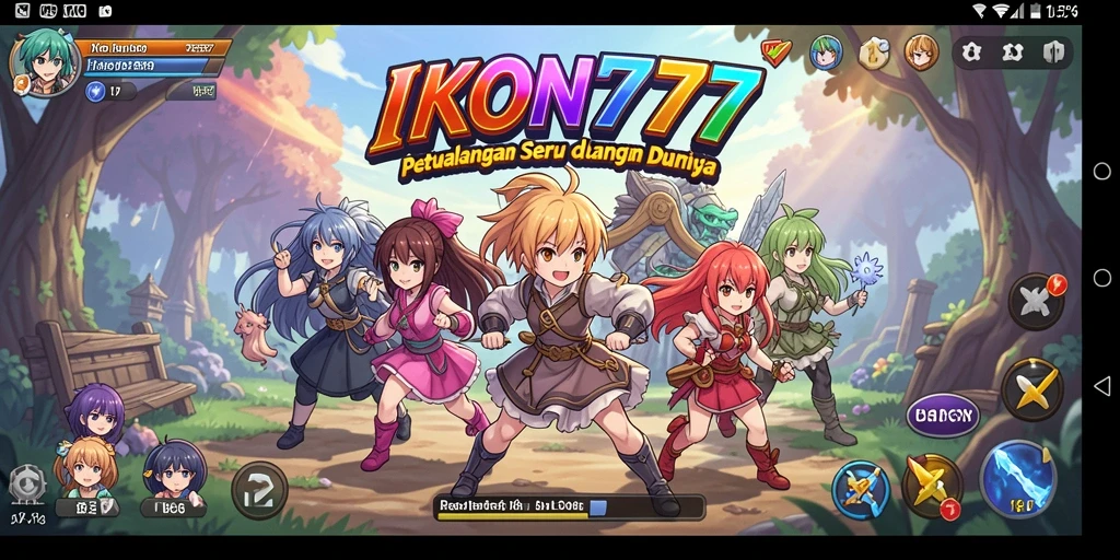 Screenshot utama dari gameplay seru IKON777 menampilkan aksi karakter anime.