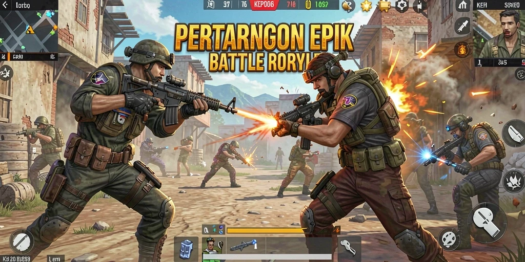 Tangkapan layar menunjukkan aksion seru dalam KEPO66 Battle Royale.