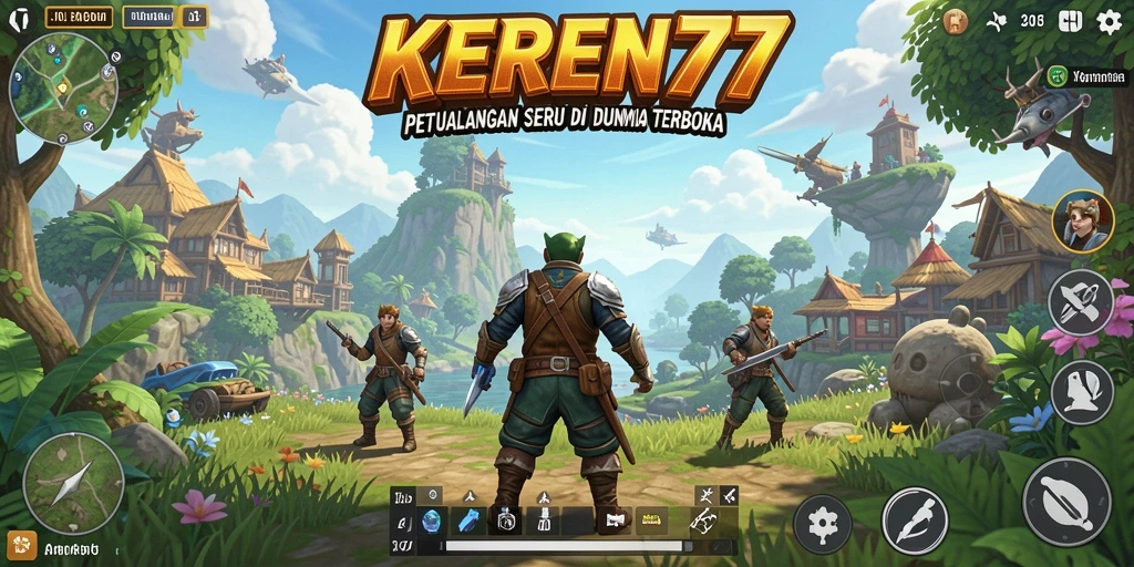 Tampilan gameplay KEREN77 dalam dunia terbuka yang luas.