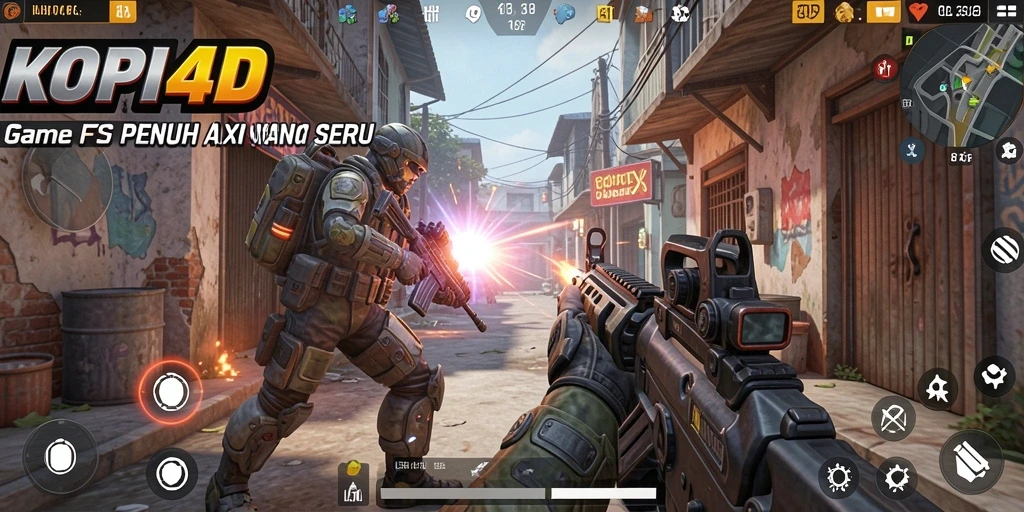 Screenshot KOPI4D menampilkan aksi tembak-menembak yang mendebarkan.