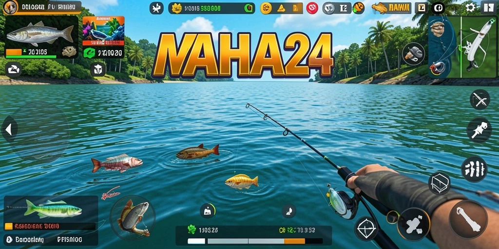 Screenshot gameplay <strong>MAHA24</strong> menampilkan aksi memancing yang menarik.