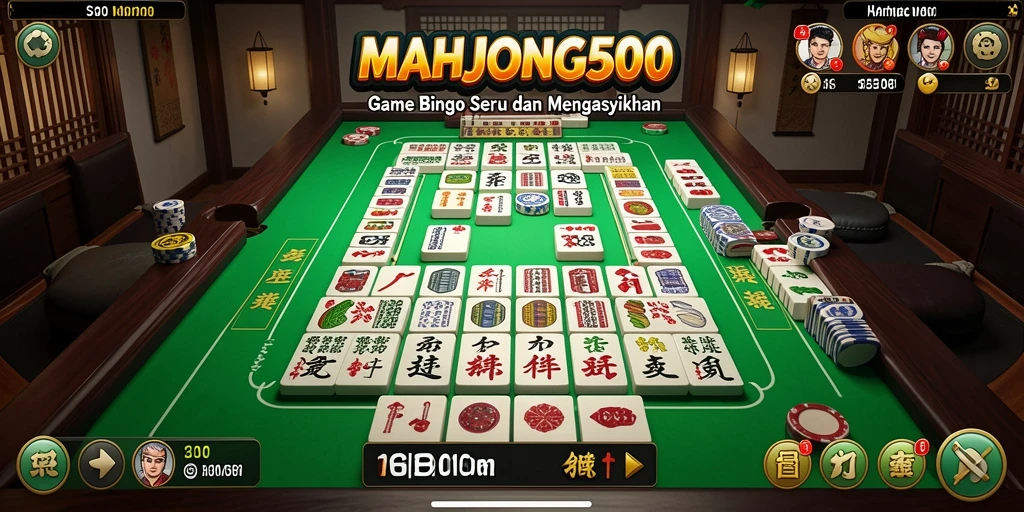 Screenshot gameplay MAHJONG500 menampilkan suasana permainan Bingo yang seru.