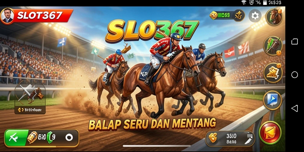 Screenshot gameplay SLOT367 dengan aksi balapan seru dan mendebarkan.