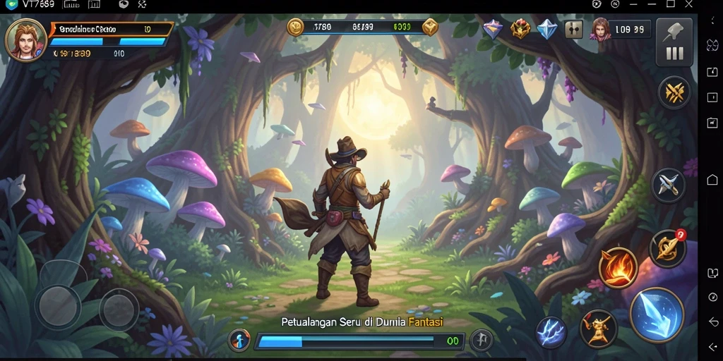 Screenshot menunjukkan aksi seru karakter dalam dunia petualangan.