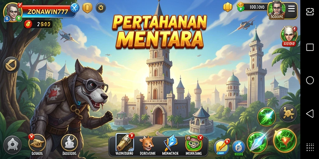 Tangkapan layar utama gameplay Tower Defense ZONAWIN777.